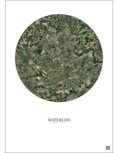 Affiche Waterloo – Poster vue satellite 10km Couleur | Gravura – Fond clair