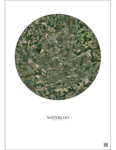 Affiche Waterloo – Poster vue satellite 10km Couleur | Gravura – Fond clair