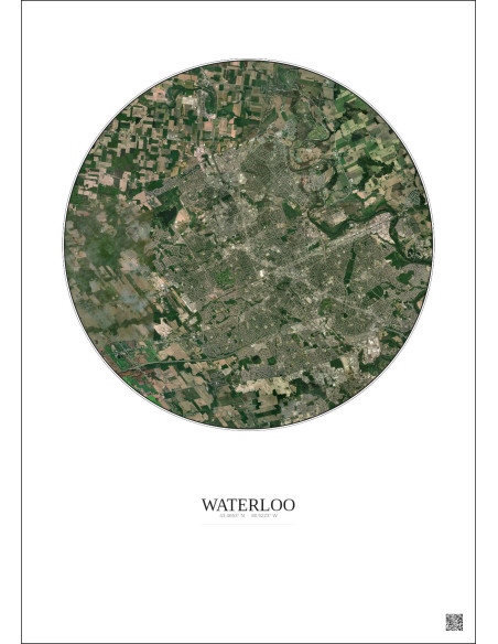 Affiche Waterloo – Poster vue satellite 10km Couleur | Gravura – Fond clair