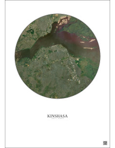 Affiche Kinshasa – Poster vue satellite 10km Couleur | Gravura – Fond clair