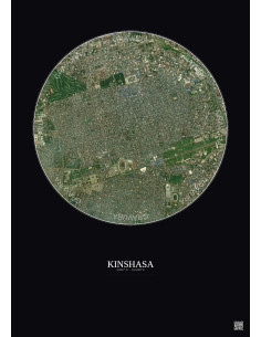 Affiche Kinshasa – Poster vue satellite 2.5km Couleur | Gravura – Fond foncé