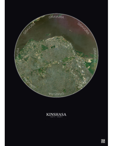 Kinshasa Satellite View Poster 6km Color | Gravura – Dark background