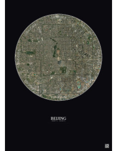 Affiche Beijing – Poster vue satellite 10km Couleur | Gravura – Fond foncé