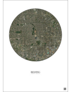 Affiche Beijing – Poster vue satellite 10km Couleur | Gravura – Fond clair