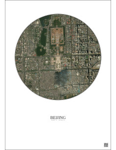 Affiche Beijing – Poster vue satellite 2.5km Couleur | Gravura – Fond clair