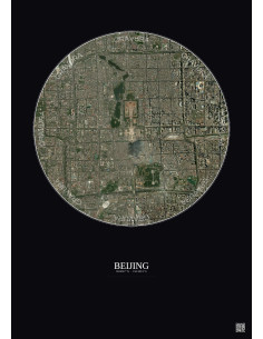 Affiche Beijing – Poster vue satellite 6km Couleur | Gravura – Fond foncé