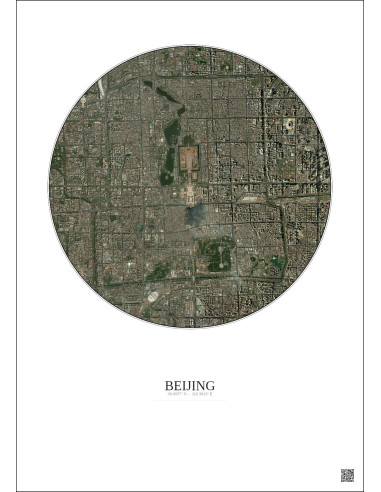 Affiche Beijing – Poster vue satellite 6km Couleur | Gravura – Fond clair