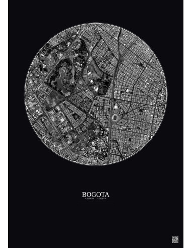 Bogota Satellite View Poster 2.5km B&W | Gravura – Dark background