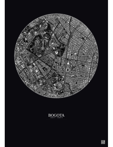 Bogota Satellite View Poster 2.5km B&W | Gravura – Dark background