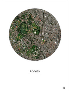 Affiche Bogota – Poster vue satellite 2.5km Couleur | Gravura – Fond clair