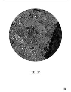 Affiche Bogota – Poster vue satellite 6km N&B | Gravura – Fond clair