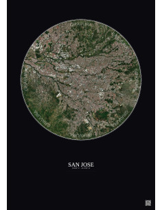 Affiche San Jose – Poster vue satellite 10km Couleur | Gravura – Fond foncé