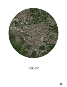 Affiche San Jose – Poster vue satellite 10km Couleur | Gravura – Fond clair