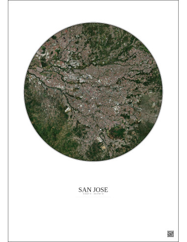 San Jose Satellite View Poster 10km Color | Gravura – Light background