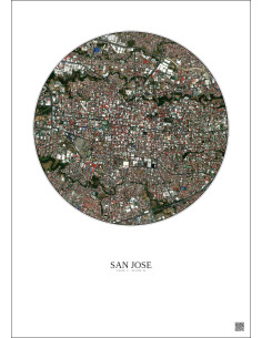 Affiche San Jose – Poster vue satellite 2.5km Couleur | Gravura – Fond clair