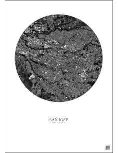 Affiche San Jose – Poster vue satellite 6km N&B | Gravura – Fond clair
