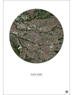 Affiche San Jose – Poster vue satellite 6km Couleur | Gravura – Fond clair