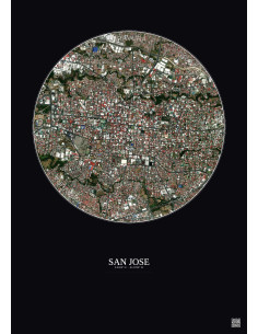 Affiche San Jose – Poster vue satellite 2.5km Couleur | Gravura – Fond foncé