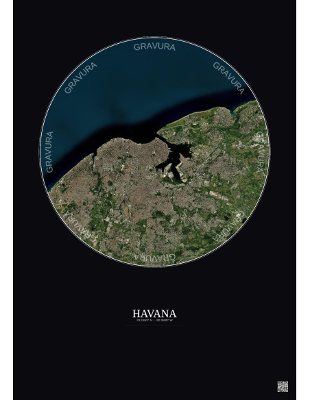 Havana Satellite View Poster 10km Color | Gravura – Dark background