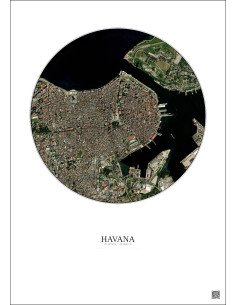 Affiche Havana – Poster vue satellite 2.5km Couleur | Gravura – Fond clair
