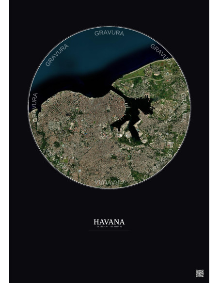 Havana Satellite View Poster 6km Color | Gravura – Dark background