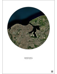 Affiche Havana – Poster vue satellite 6km Couleur | Gravura – Fond clair