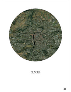 Affiche Prague – Poster vue satellite 10km Couleur | Gravura – Fond clair