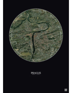 Affiche Prague – Poster vue satellite 6km Couleur | Gravura – Fond foncé
