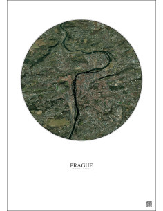 Affiche Prague – Poster vue satellite 6km Couleur | Gravura – Fond clair