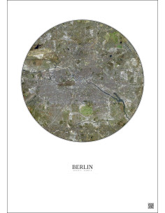 Affiche Berlin – Poster vue satellite 10km Couleur | Gravura – Fond clair