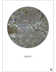 Affiche Berlin – Poster vue satellite 2.5km Couleur | Gravura – Fond clair