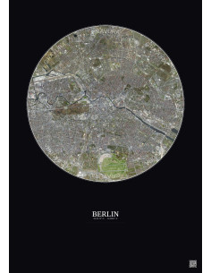 Affiche Berlin – Poster vue satellite 6km Couleur | Gravura – Fond foncé