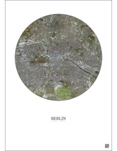 Affiche Berlin – Poster vue satellite 6km Couleur | Gravura – Fond clair