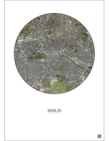 Affiche Berlin – Poster vue satellite 6km Couleur | Gravura – Fond clair