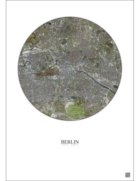 Affiche Berlin – Poster vue satellite 6km Couleur | Gravura – Fond clair