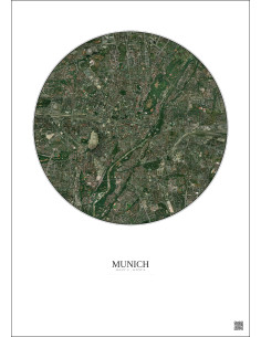 Affiche Munich – Poster vue satellite 5km Couleur | Gravura – Fond clair