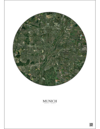 Munich Satellite View Poster 10km Color | Gravura – Light background