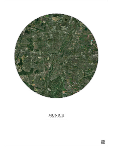 Munich Satellite View Poster 10km Color | Gravura – Light background