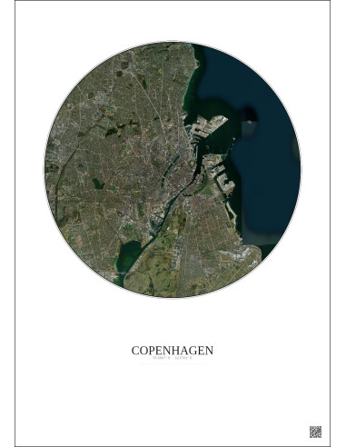Copenhagen Satellite View Poster 10km Color | Gravura – Light background