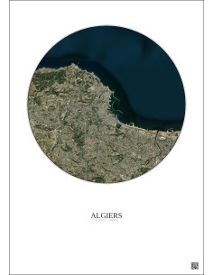 Affiche Algiers – Poster vue satellite 10km Couleur | Gravura – Fond clair