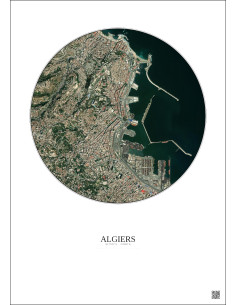Affiche Algiers – Poster vue satellite 2.5km Couleur | Gravura – Fond clair