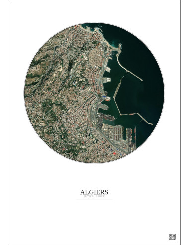 Affiche Algiers – Poster vue satellite 2.5km Couleur | Gravura – Fond clair