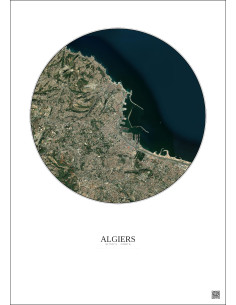 Affiche Algiers – Poster vue satellite 6km Couleur | Gravura – Fond clair