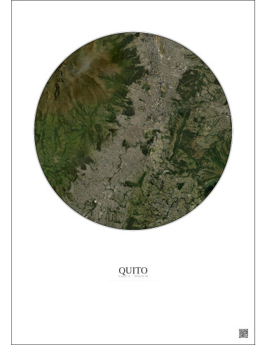 Quito Satellite View Poster 10km Color | Gravura – Light background