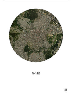 Affiche Quito – Poster vue satellite 2.5km Couleur | Gravura – Fond clair