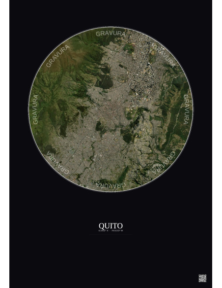 Quito Satellite View Poster 6km Color | Gravura – Dark background