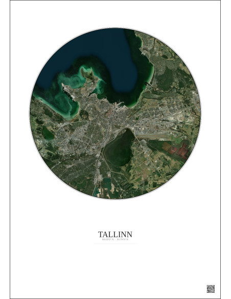 Affiche Tallinn – Poster vue satellite 10km Couleur | Gravura – Fond clair