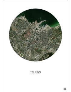 Affiche Tallinn – Poster vue satellite 2.5km Couleur | Gravura – Fond clair
