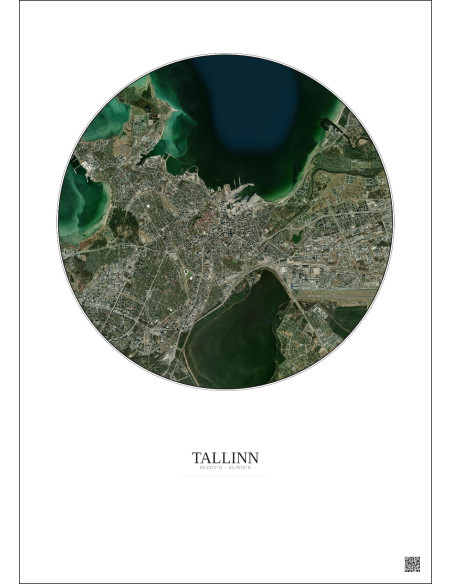 Affiche Tallinn – Poster vue satellite 6km Couleur | Gravura – Fond clair