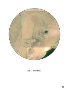 Affiche Abu Simbel – Poster vue satellite 0.1km Couleur | Gravura – Fond clair
